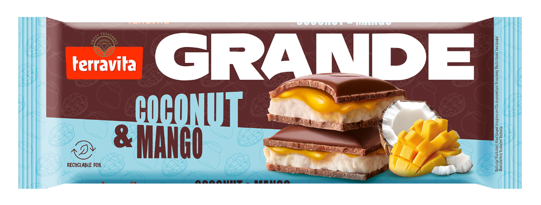 Czekolada mleczna z nadzieniem kokos i mango